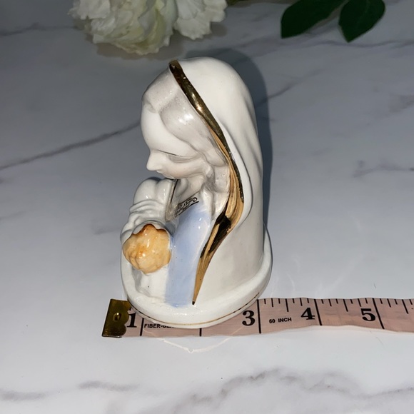 Vtg Mother And Child Mary Porcelain Sculpture Table Decoration Gold Gilded JAPAN - Picture 15 of 15